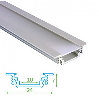 Podhledový profil FKU12 pro LED, s plexi, 2m
